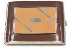 Art Deco Enamel Brown Enamel Compact Cigarette Case