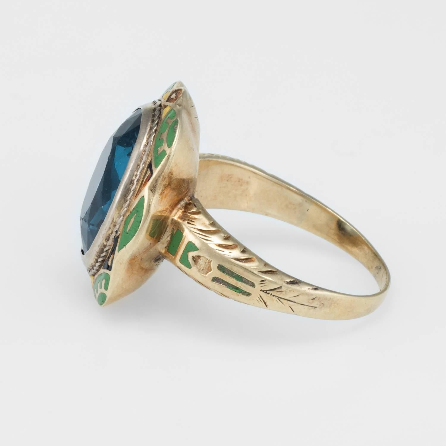 Art Deco Enamel Cocktail Ring  In Good Condition In Torrance, CA