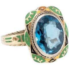 Art Deco Enamel Cocktail Ring