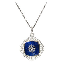 Art Deco Enamel, Diamond, Platinum And Gold Locket, Circa 1930