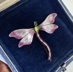 Art Deco Enamel Dragonfly Insect Moth Brooch Pin JA & S Sterling Silver 1938