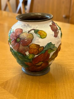 Art Deco Enamel Floral Vase by Camille Fauré