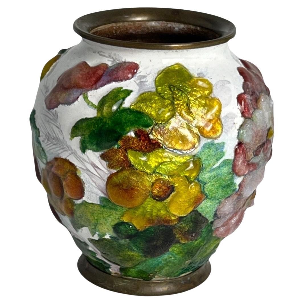 Art Deco Enamel Floral Vase by Camille Fauré