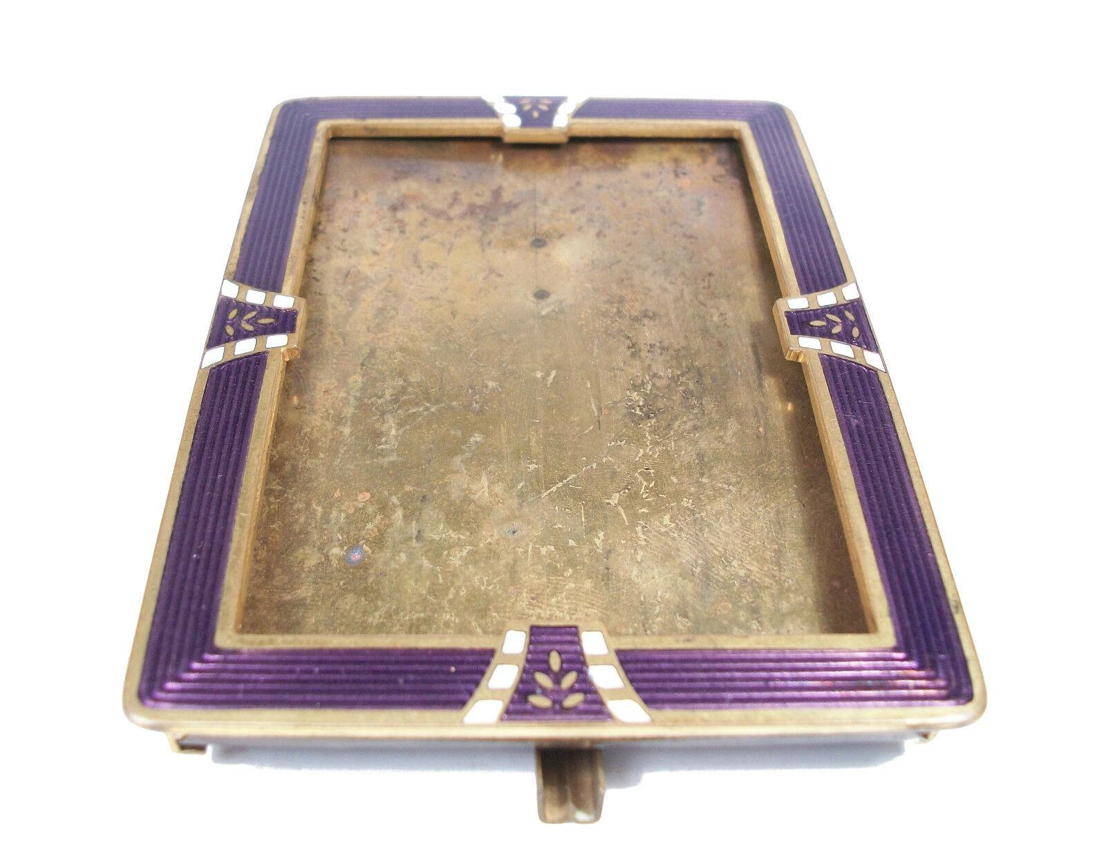 Art Deco Enamel & Gilt Brass Picture Frame, Continental, Early 20th Century For Sale 3