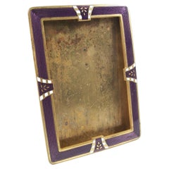 Antique Art Deco Enamel & Gilt Brass Picture Frame, Continental, Early 20th Century
