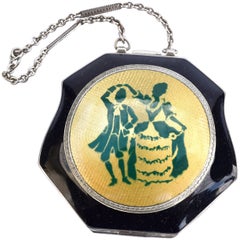 Art Deco & Enamel Guilloche Ladies Powder Compact, c1930