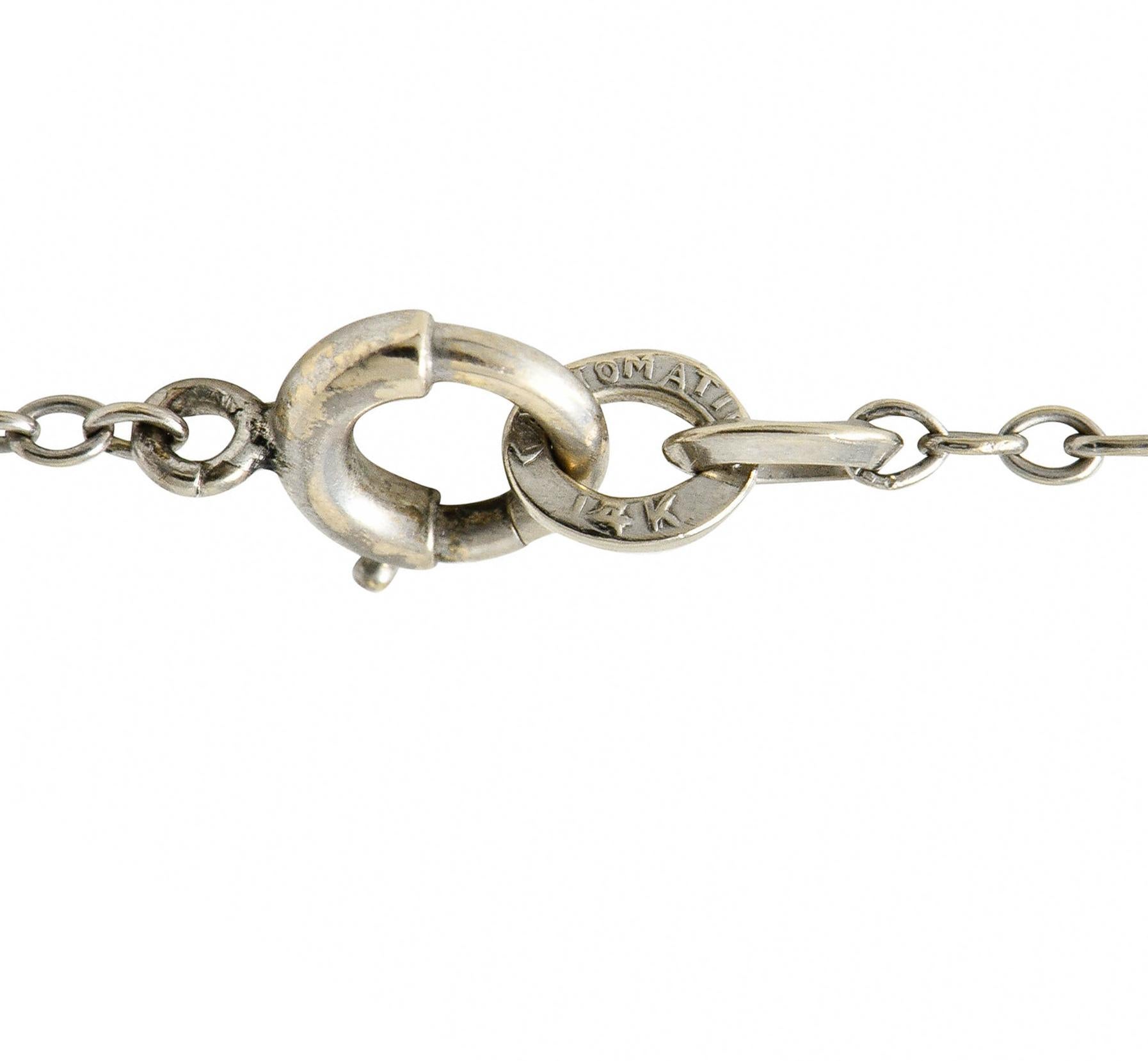 Art Deco Enamel Onyx Pearl 1.23 Carats Diamond Platinum Tassel Pendant Necklace 4