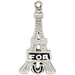 Art Deco Enamel Platinum I Fell For You Eiffel Tower Charm