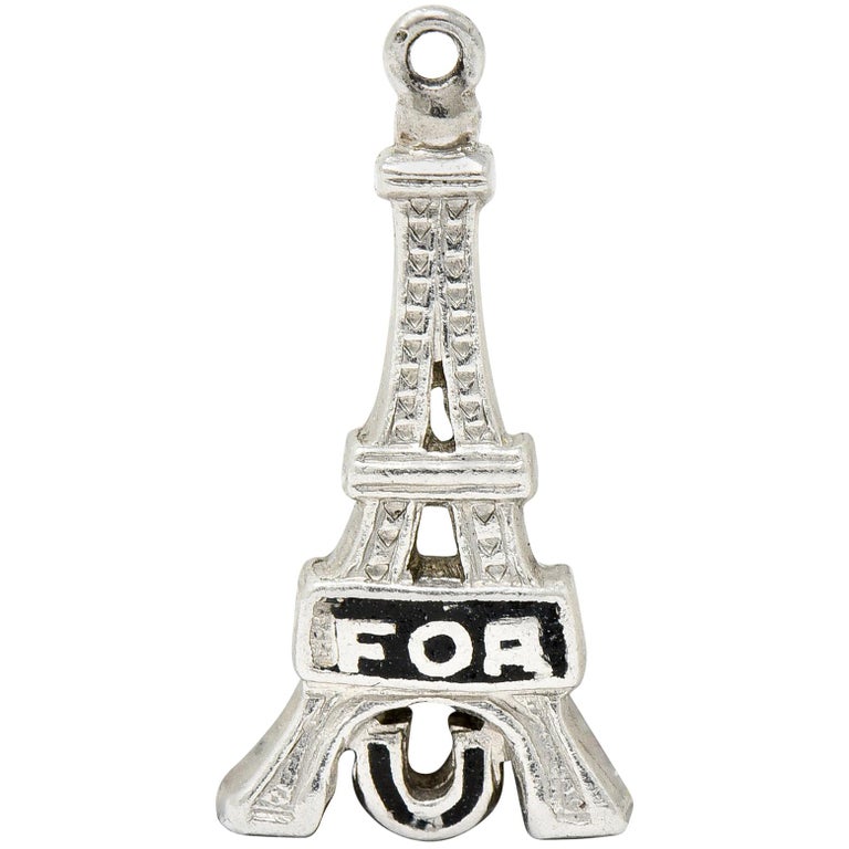 Art Deco Enamel Platinum I Fell For You Eiffel Tower Charm For Sale at  1stDibs | i fell tower, eiffel tower fell, ifell tower