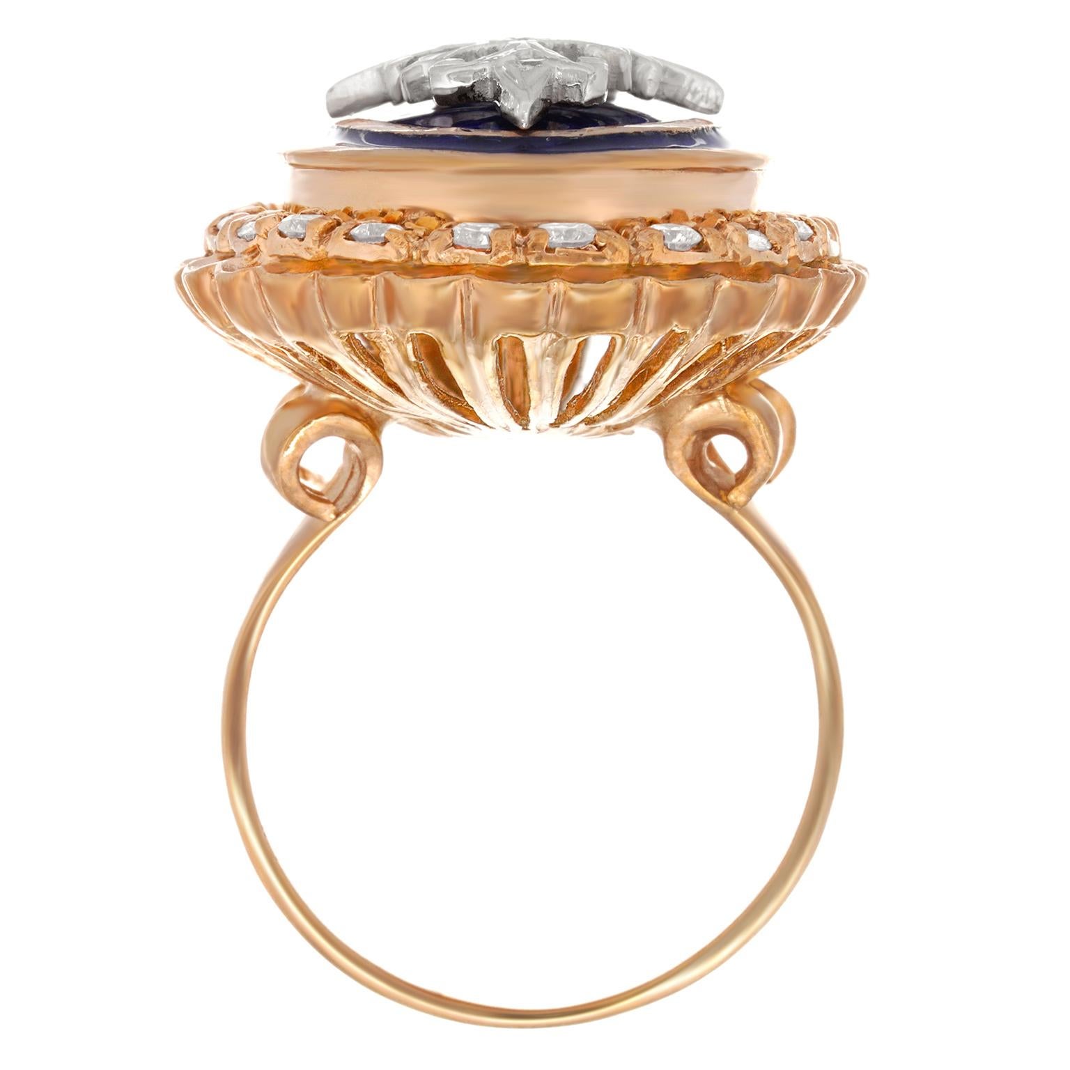 Art Deco Enamel Ring For Sale 5