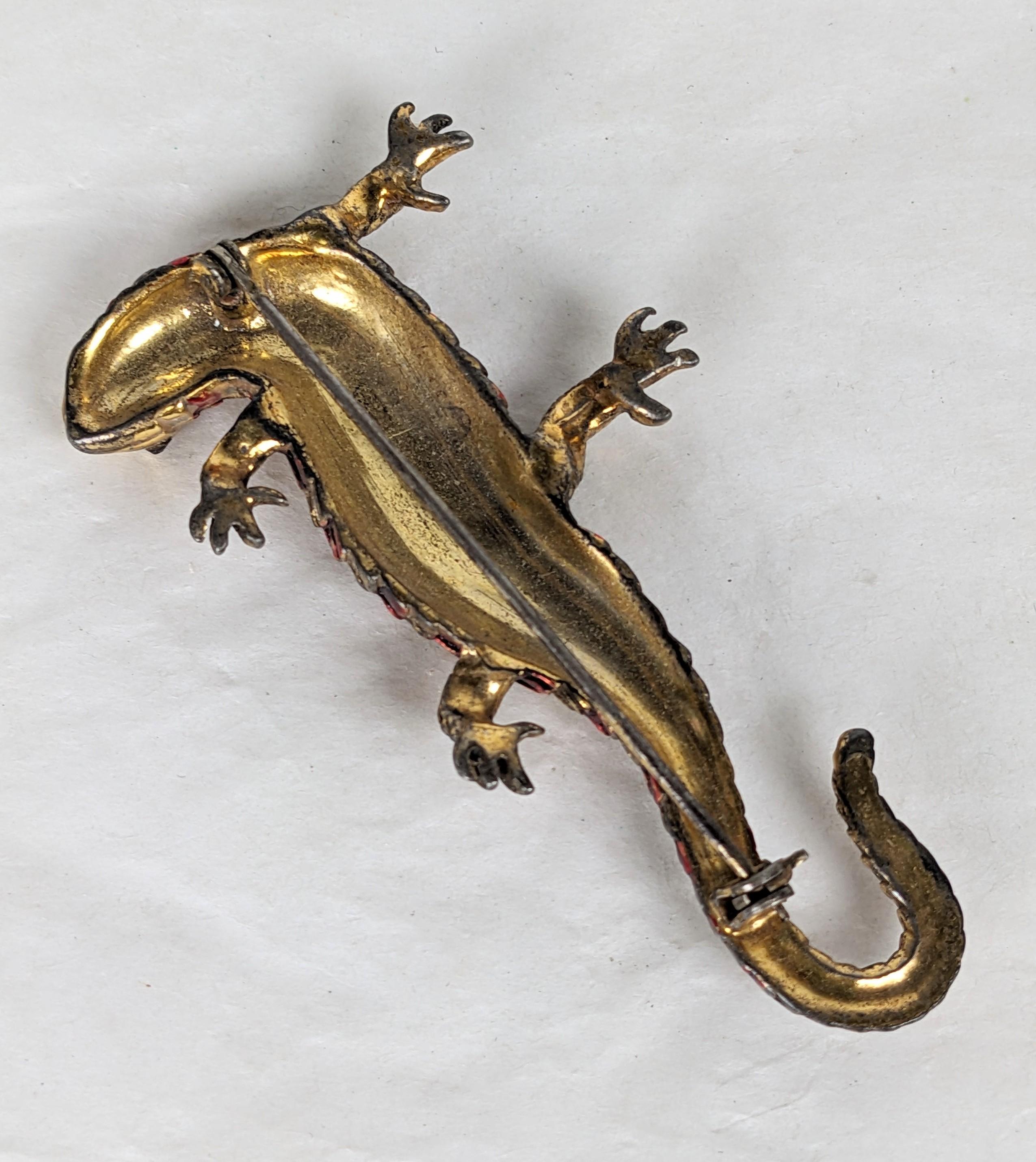 Broche Salamander Art Déco en émail en vente 1