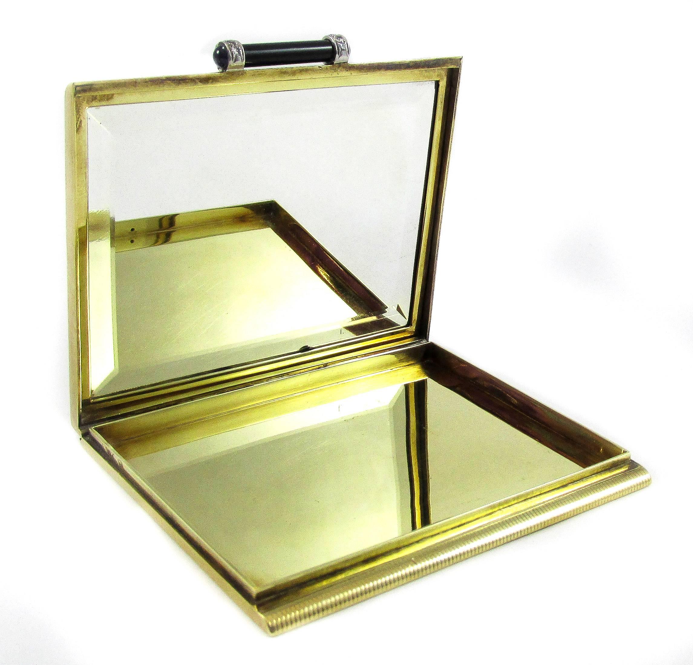 Art Deco Enamel Sapphire Diamond Gold Pill or Card Box 2