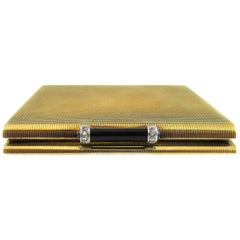 Vintage Art Deco Enamel Sapphire Diamond Gold Pill or Card Box