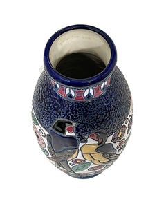Emaille-Vase im Art déco-Stil mit Vögeln von Amphora Tschechoslowakei, 1920