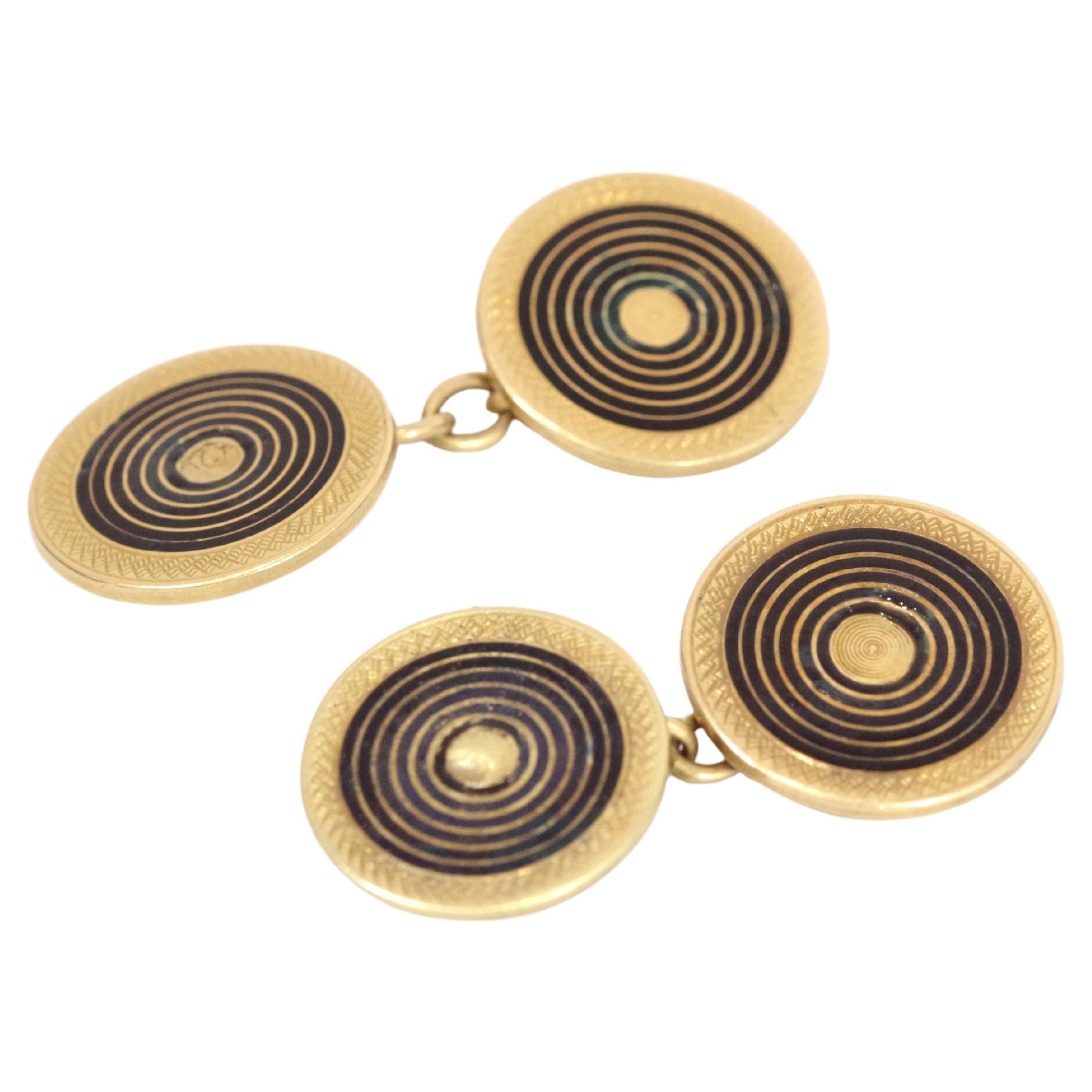 Art Deco enameld cufflinks are made of 18k gold, Jewelry for men For Sale