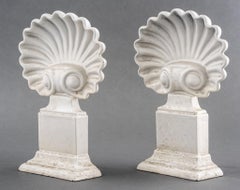 Art Deco Enameled Cast Iron Andirons, Pair