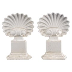 Art Deco Enameled Cast Iron Andirons, Pair