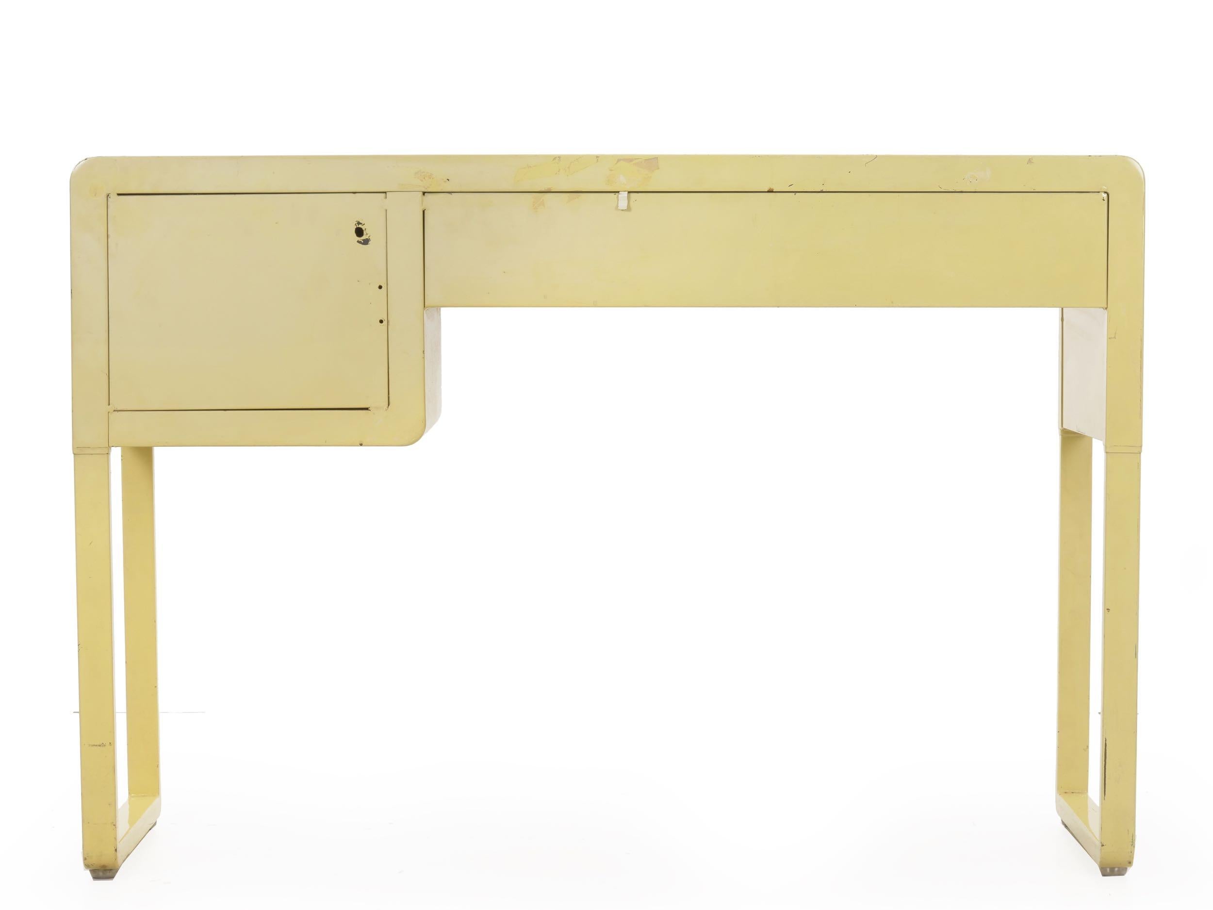 Art Deco Enameled & Chromed Writing Table Desk with Chair by Norman Bel Geddes In Good Condition In Shippensburg, PA
