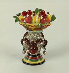 Art Deco Enameled Fruit Lady Clip