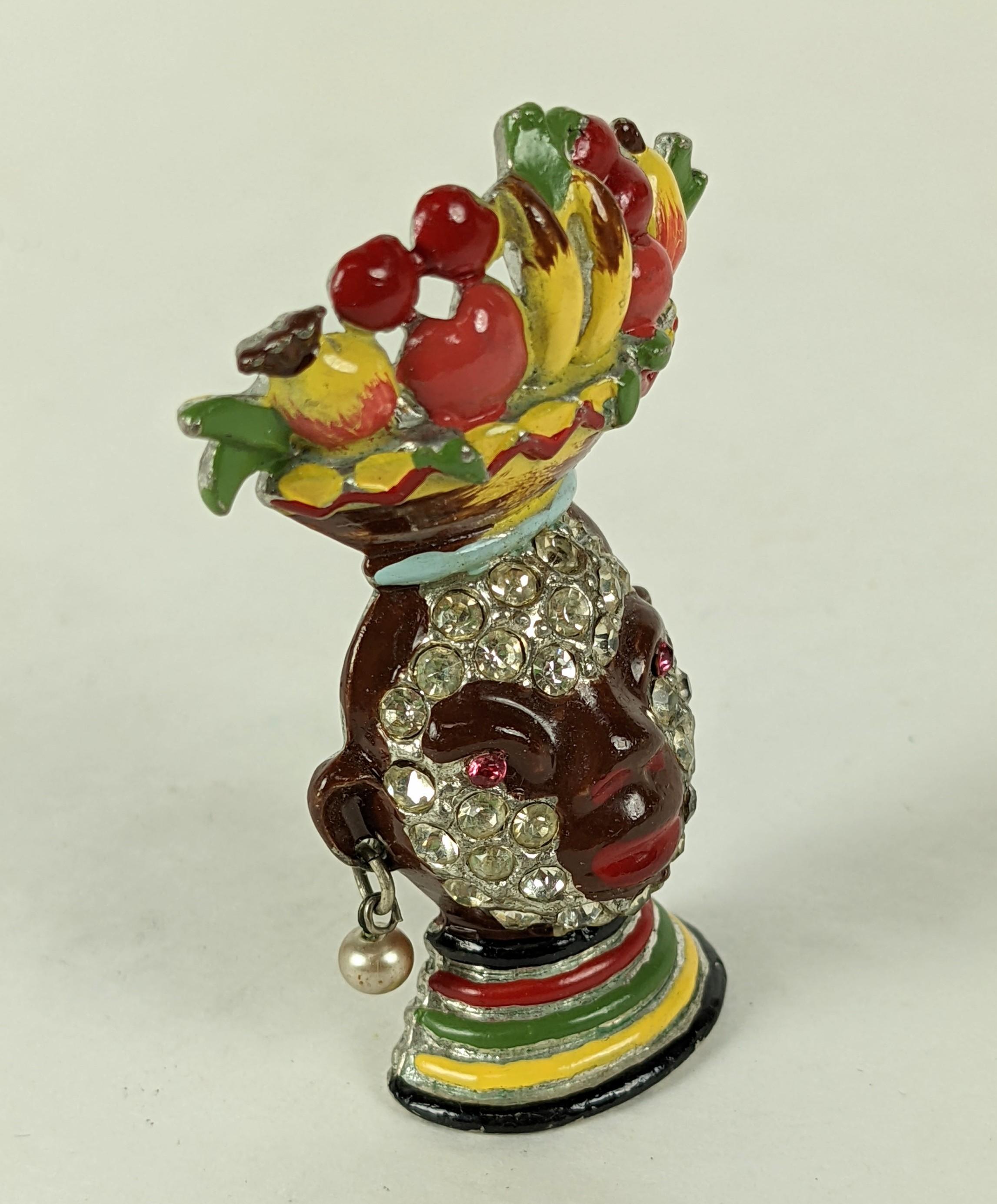 Art Deco Enameled Fruit Lady Clip In Good Condition For Sale In New York, NY