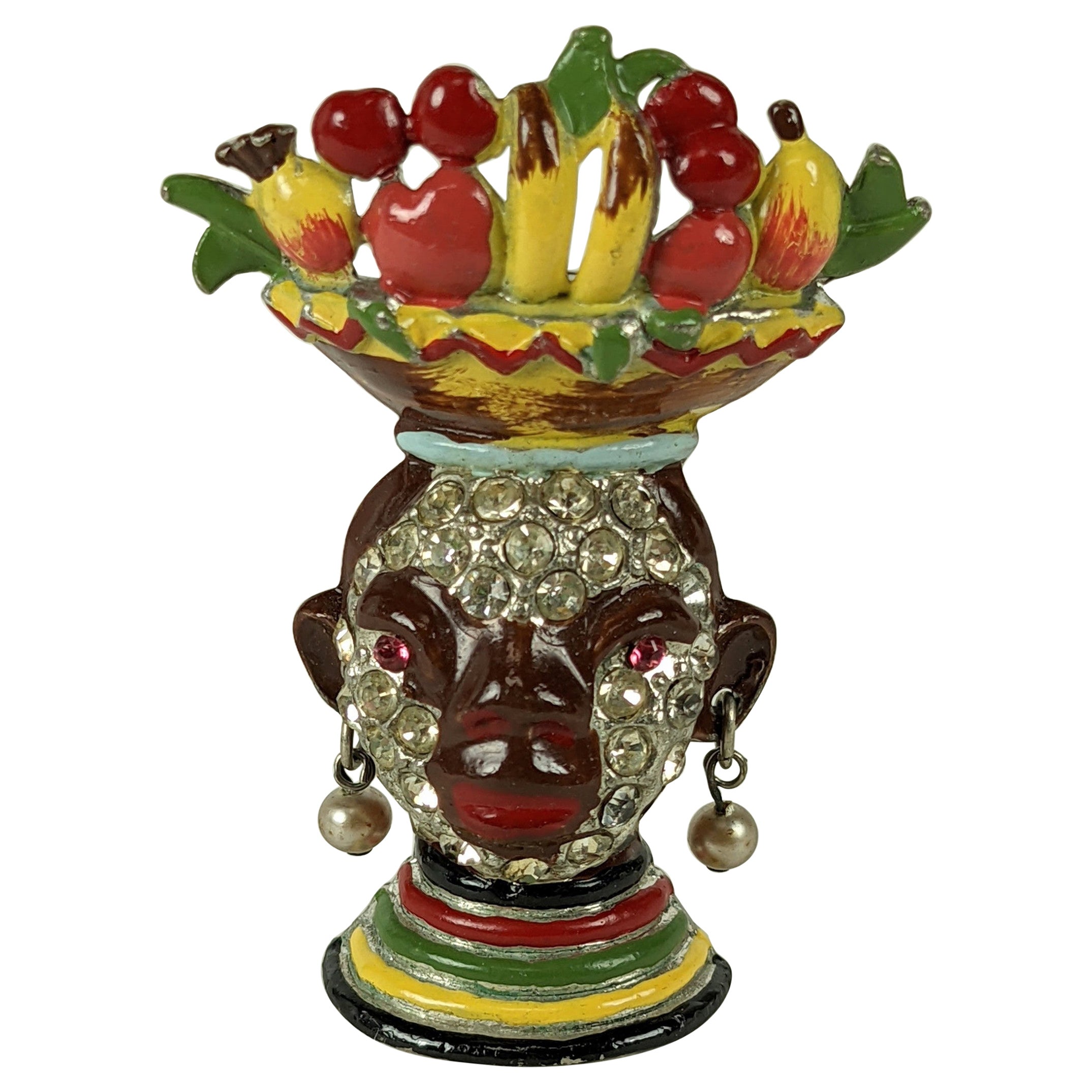 Clip da donna con frutta smaltata Art Deco