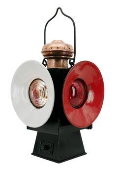 Art Deco Enameled Railway Lantern by Usines Foal, Belgium, 1918-1920