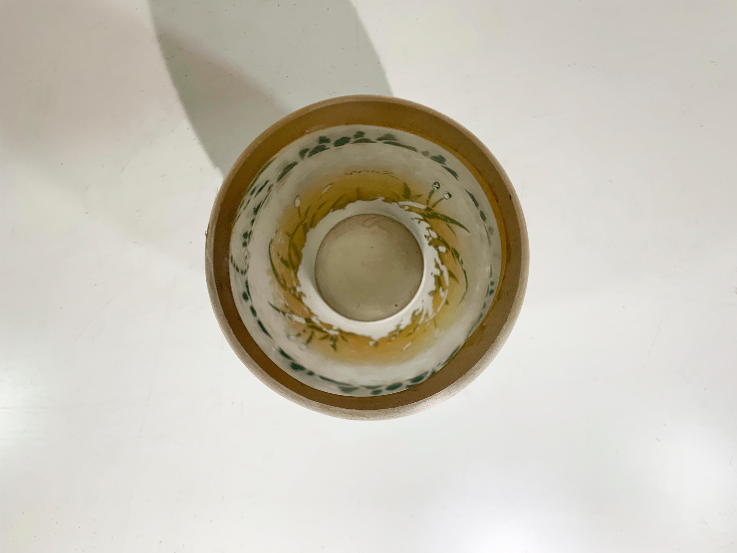 French Art Deco Enameled Vase signed 