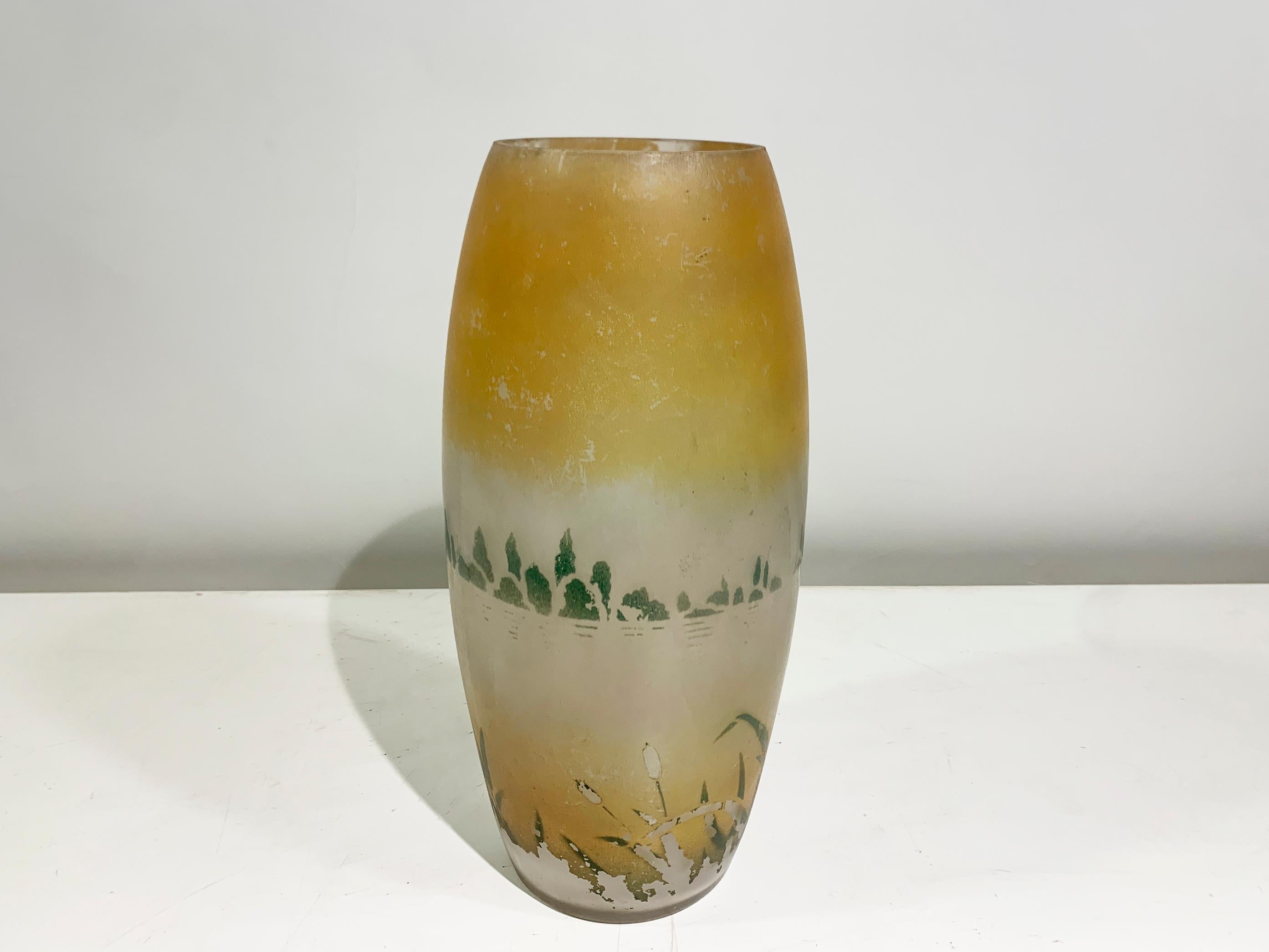 Art Deco Enameled Vase signed 