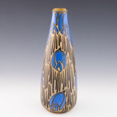 Art Deco Enamelled Glass Vase by Leune, circa 1925