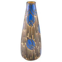 Vaso in vetro smaltato Art Déco di Leune, 1925 circa