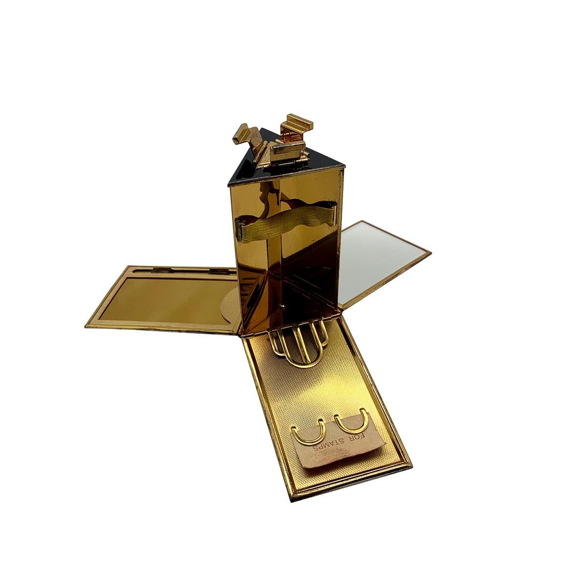 Art Deco Enamelled Triangular Prism Compact Minaudiere 1930s In Good Condition In Wilmslow, GB