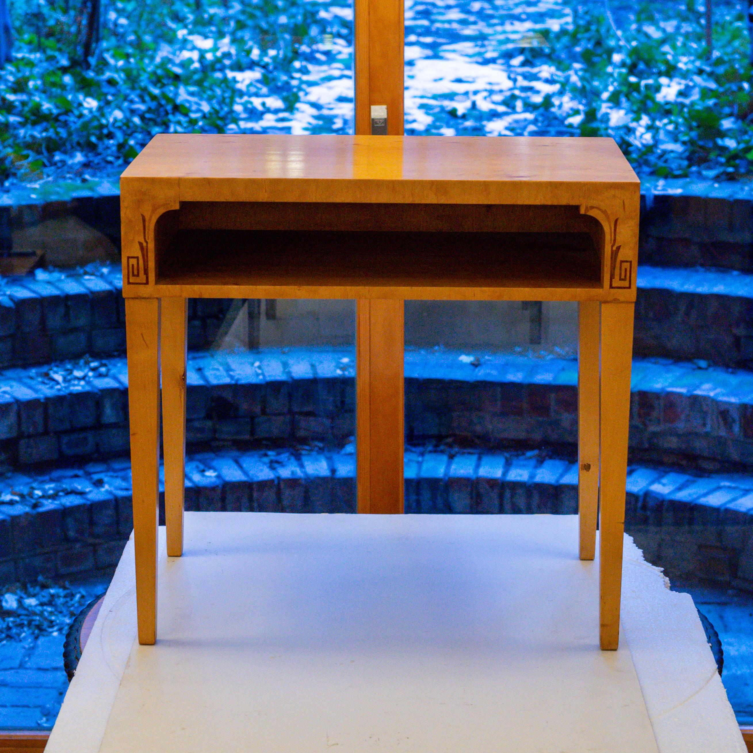 Swedish Art Deco End Table in Birch For Sale