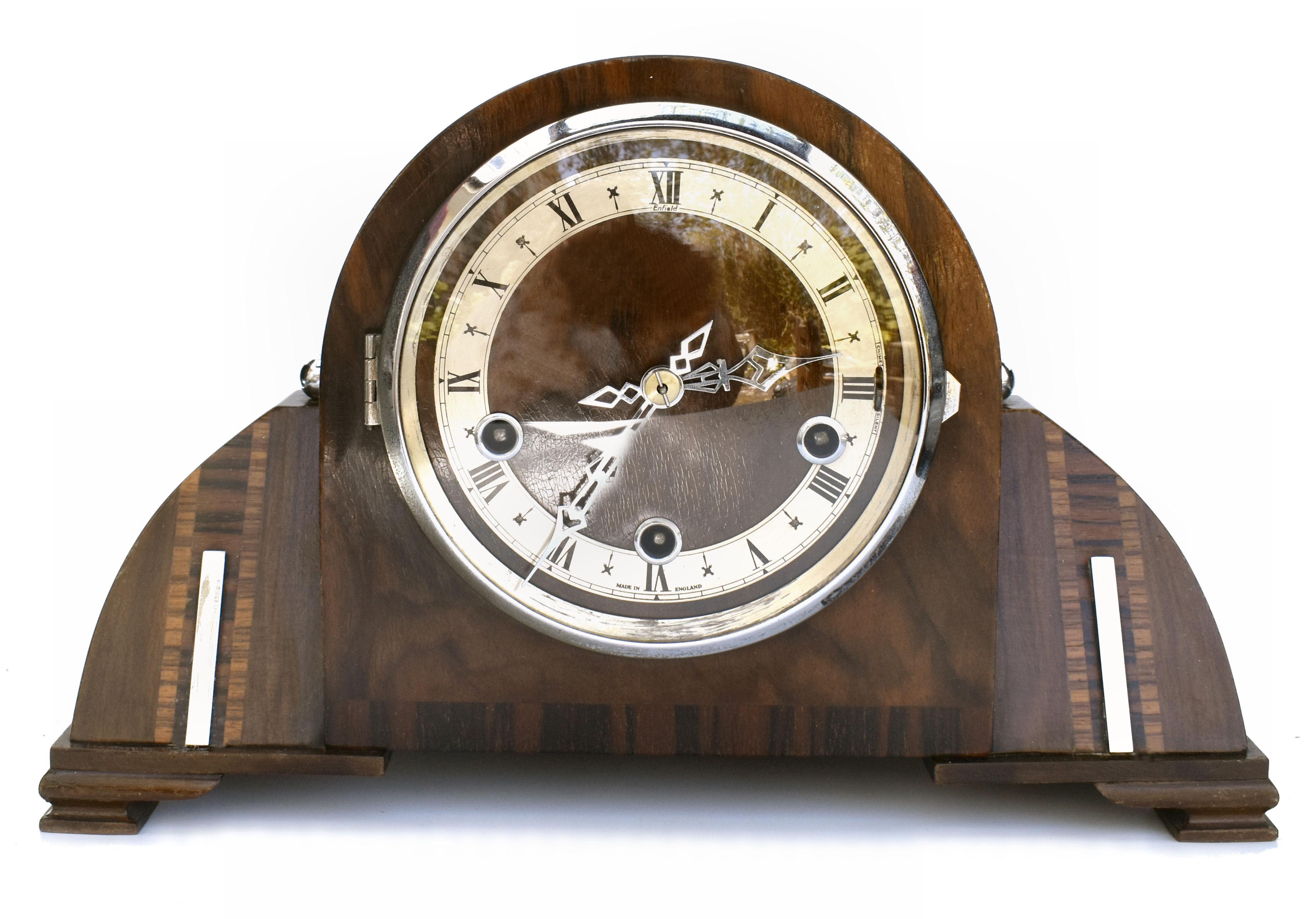 Art Deco Enfield England Clock with Westminster Chime, 8 Day, C1930 4