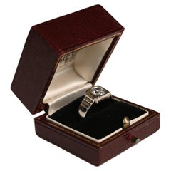 Bague de fiançailles Art déco avec diamant européen ancien (environ 1,00 carat), platine