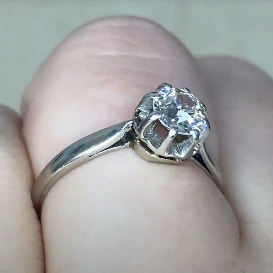 Taglio antico europeo Anello di fidanzamento Art Deco, (circa 0,40 carati) diamante vecchio taglio europeo in platino