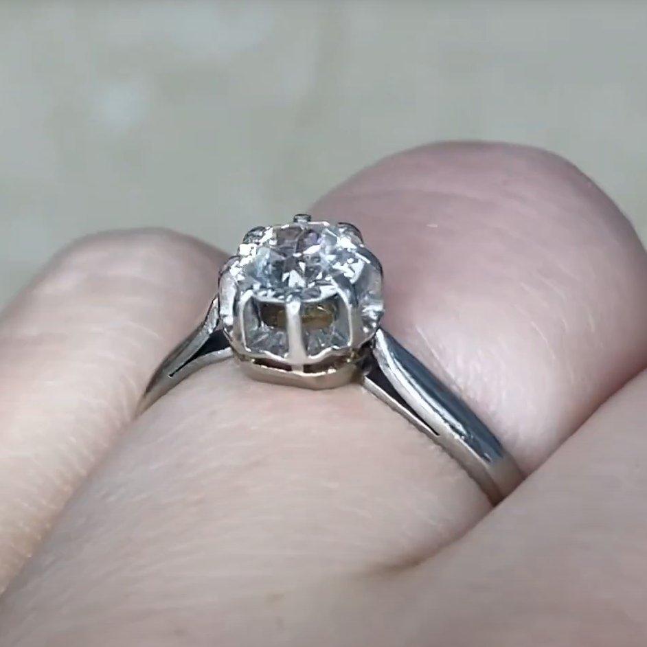 Anello di fidanzamento Art Deco, (circa 0,40 carati) diamante vecchio taglio europeo in platino In condizioni ottime a New York, NY