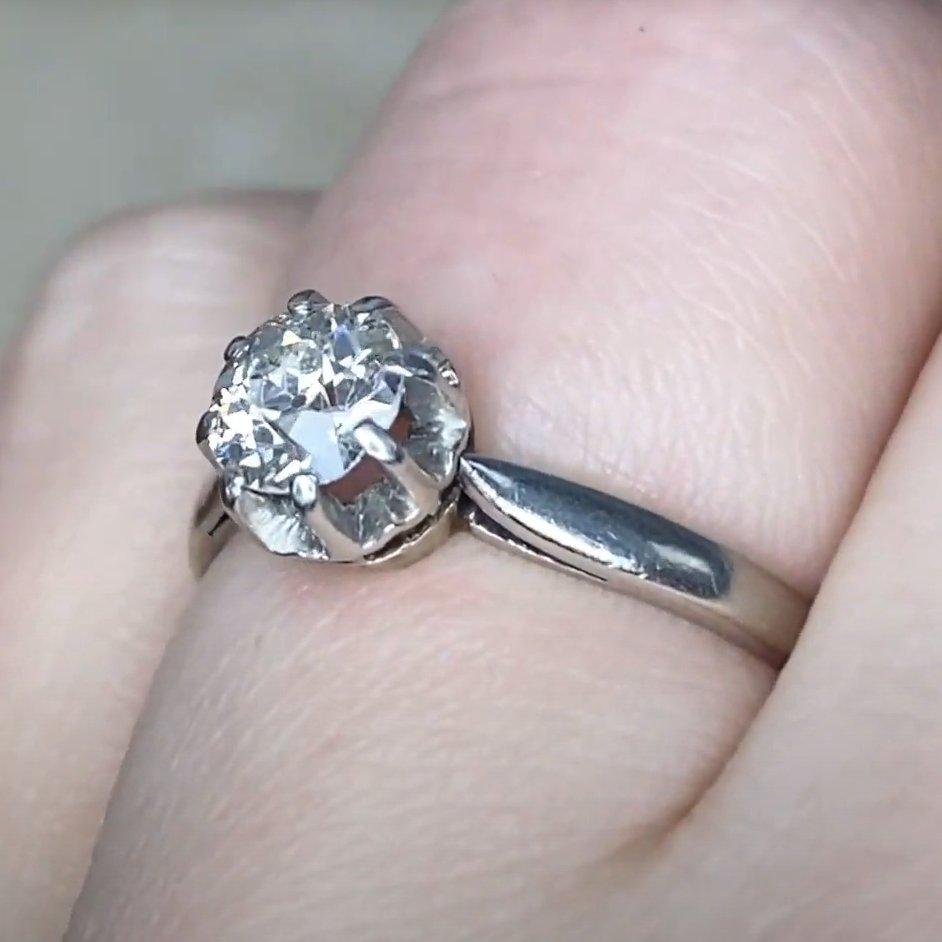 Donna Anello di fidanzamento Art Deco, (circa 0,40 carati) diamante vecchio taglio europeo in platino