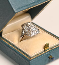 Art Deco Kuppel Ring. 0,30ct Old European Diamond Verlobungsring Platin H SI1