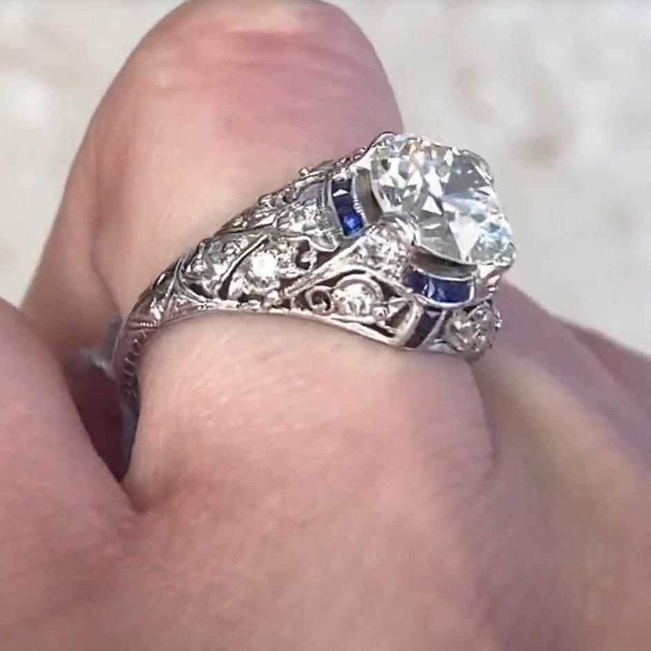 Anillo de compromiso Art Decó, diamante talla vieja europea (aprox. 2,20 quilates) en Excelente estado para la venta en New York, NY