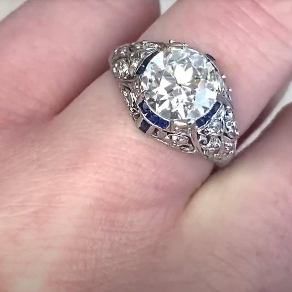 Anillo de compromiso Art Decó, diamante talla vieja europea (aprox. 2,20 quilates) en venta 1