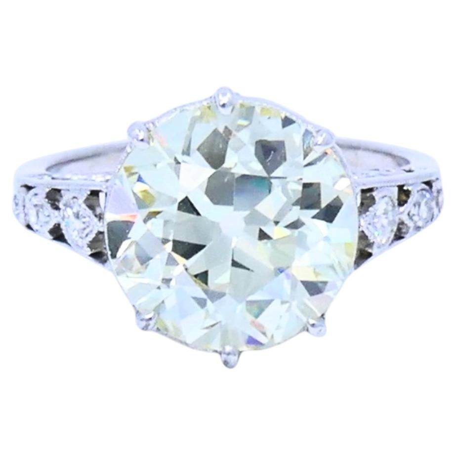Art Deco Engagement Ring Old European Cut Diamond Platinum Ring Solitaire
