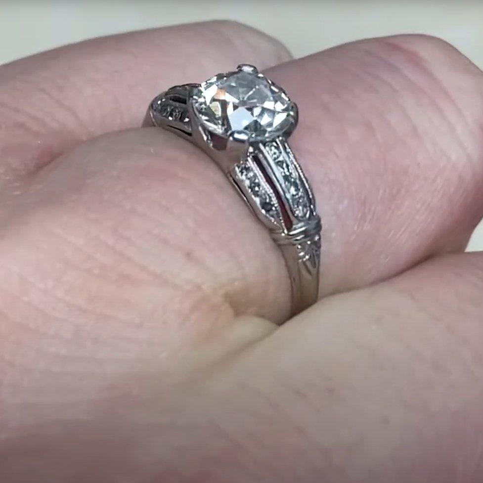 Art Deco Engagement Ring, Old European Diamond (Approx. 1.00-Carats), Platinum In Excellent Condition For Sale In New York, NY