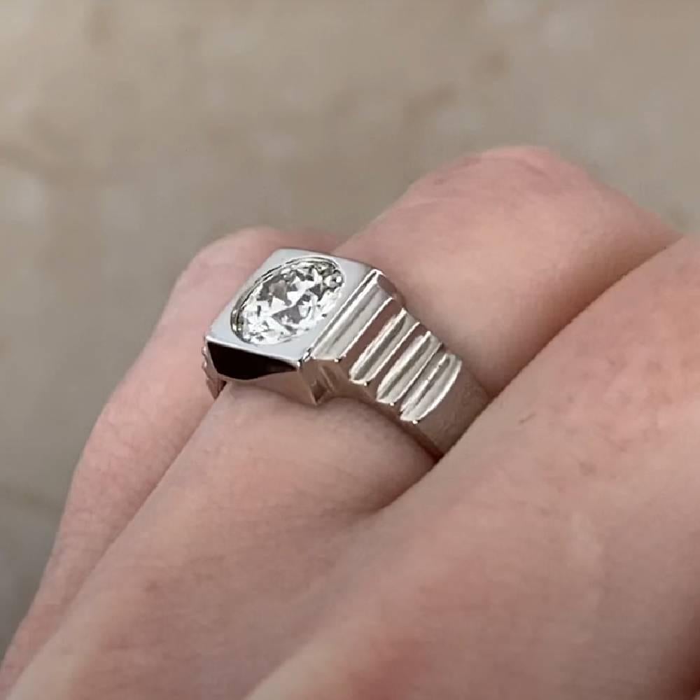 Verlobungsring im Art déco-Stil mit alteuropäischem Diamant (ca. 1,00 Karat), Platin im Zustand „Hervorragend“ im Angebot in New York, NY