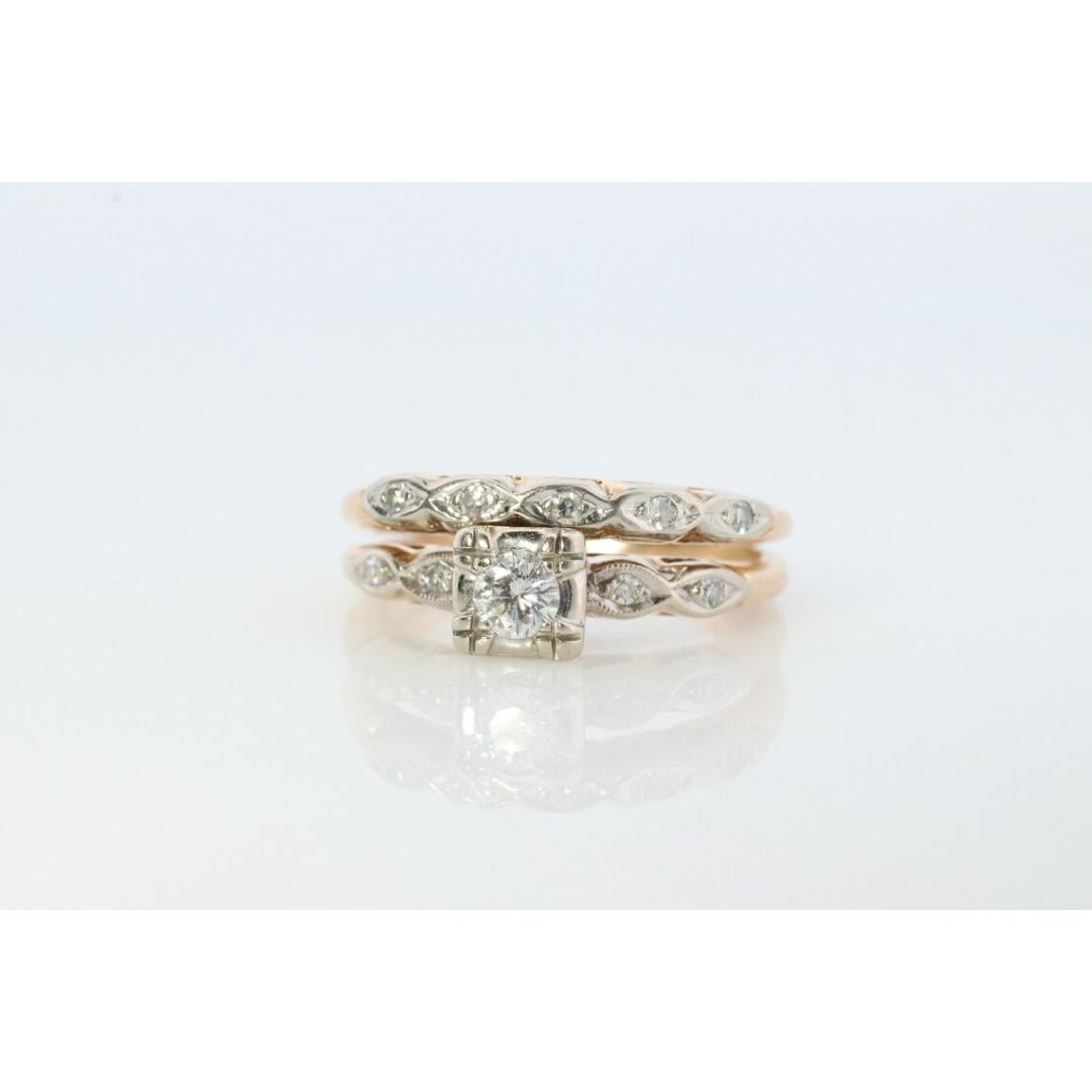 Art Deco Engagement Wedding Diamond Ring Set. Antique DELICATE Wedding Ring Set. In Good Condition For Sale In Port Charlotte, FL