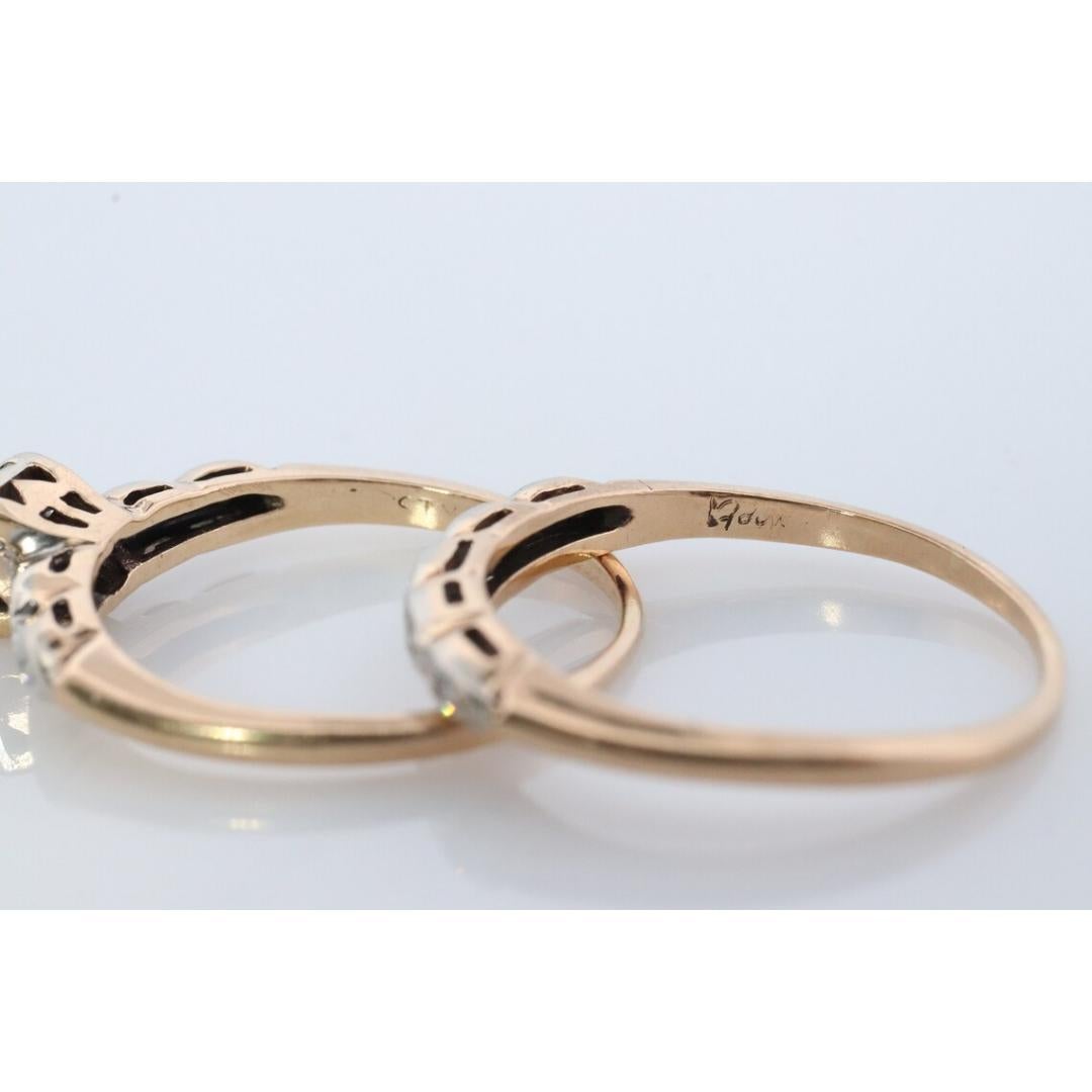 Art Deco Engagement Wedding Diamond Ring Set. Antique DELICATE Wedding Ring Set. For Sale 1