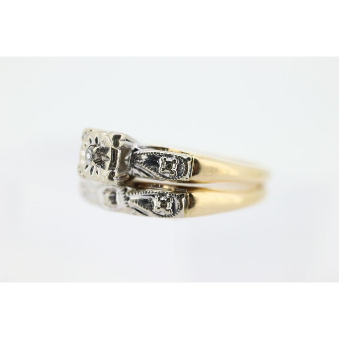 Art Deco Engagement Wedding Diamond Ring Set. Wedding Vintage des années 1930 ou 1940 Unisexe en vente