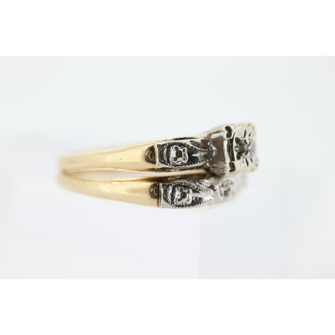 Art Deco Engagement Wedding Diamond Ring Set. Wedding Vintage des années 1930 ou 1940 en vente 1
