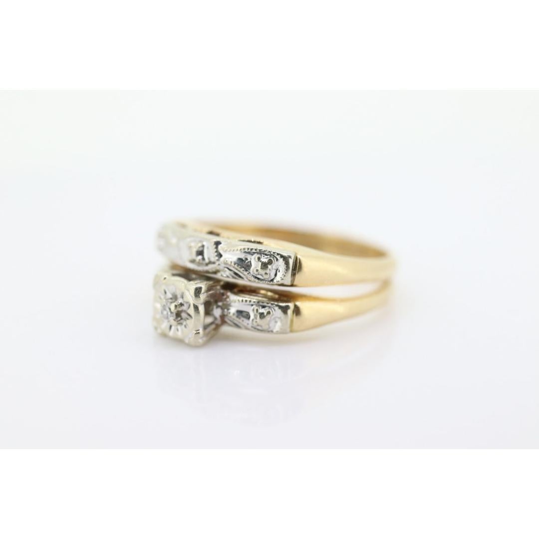 Art Deco Engagement Wedding Diamond Ring Set. Wedding Vintage des années 1930 ou 1940 en vente 3
