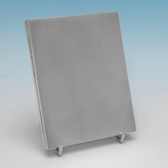 Art deco engine turned silver cigarette case made in London in 1947