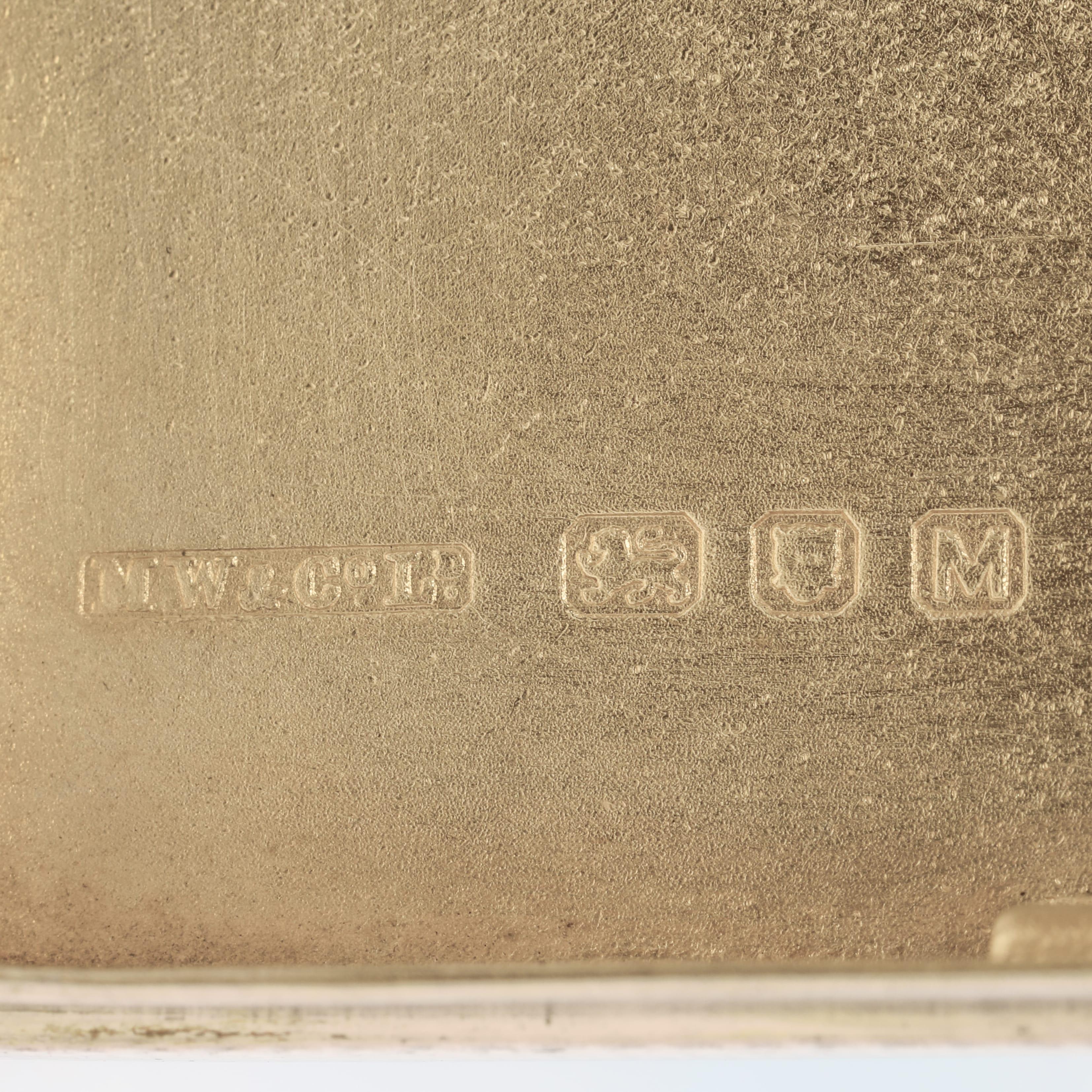 Mid-20th Century Art deco engine turned silver cigarette case made in London in 1947
